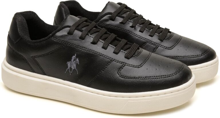 Tenis Casual e Básico Masculino Polo London Club, Cano Baixo Couro ECO Confort Premium