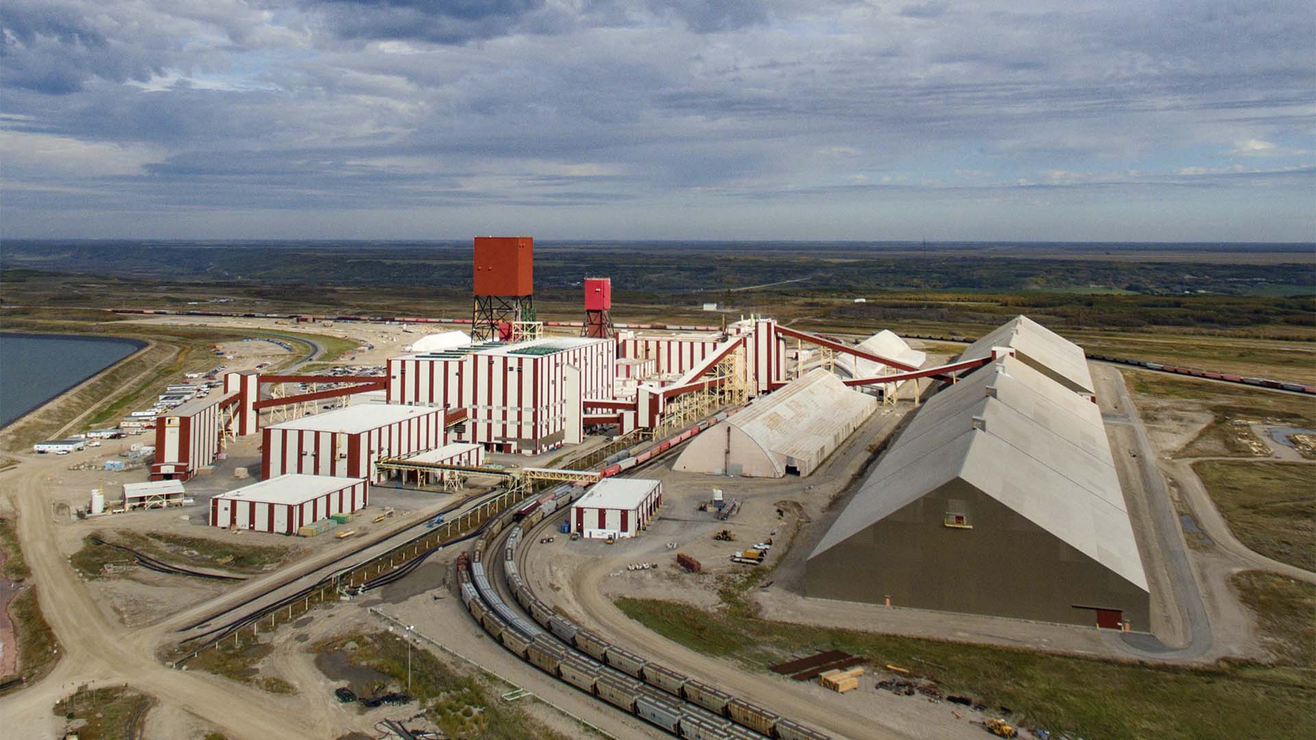 Mina de potássio da Nutrien na cidade de Rocanville, no Canadá; empresa vê aumento das vendas em 2025