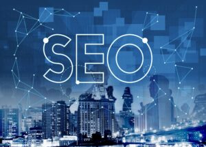 Imagem futurista com a palavra SEO.