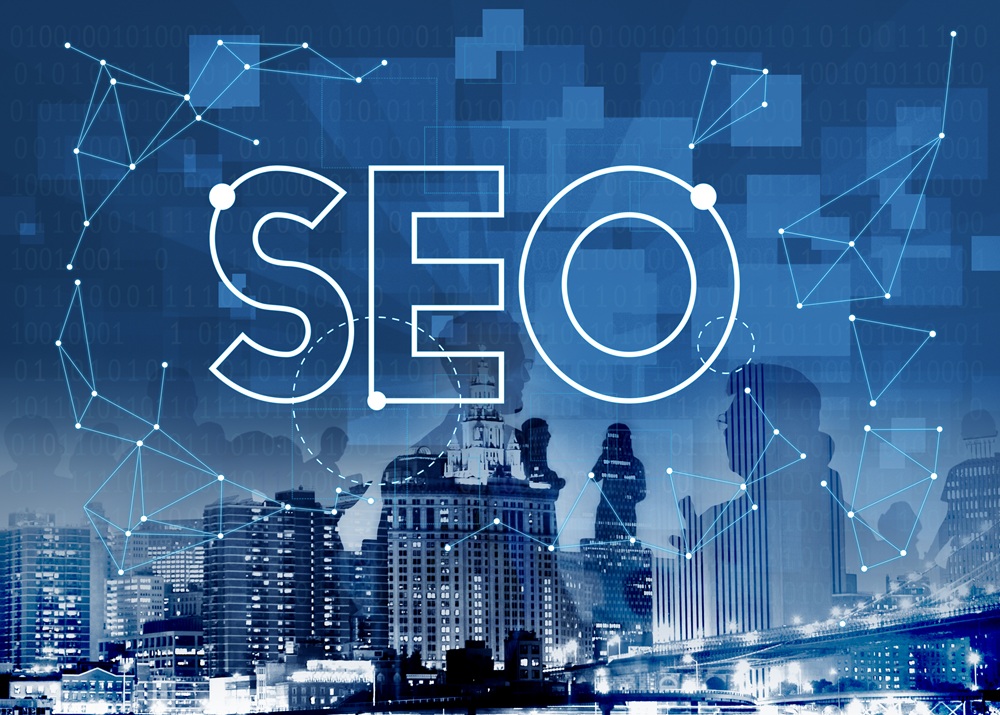 Imagem futurista com a palavra SEO.