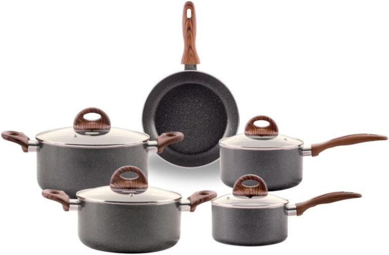 Brinox – Jogo de Panelas Antiaderente Ceramic Life 5 Peças com Fundo de Indução Smart Plus – Granito