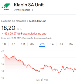 Klabin (KLBN11) afunda 20% enquanto analista vê potencial de recuperação e forte preço alvo